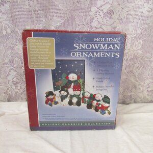 Amber Holiday Snowman Ornament Set Of 6 New Box has wear 2005